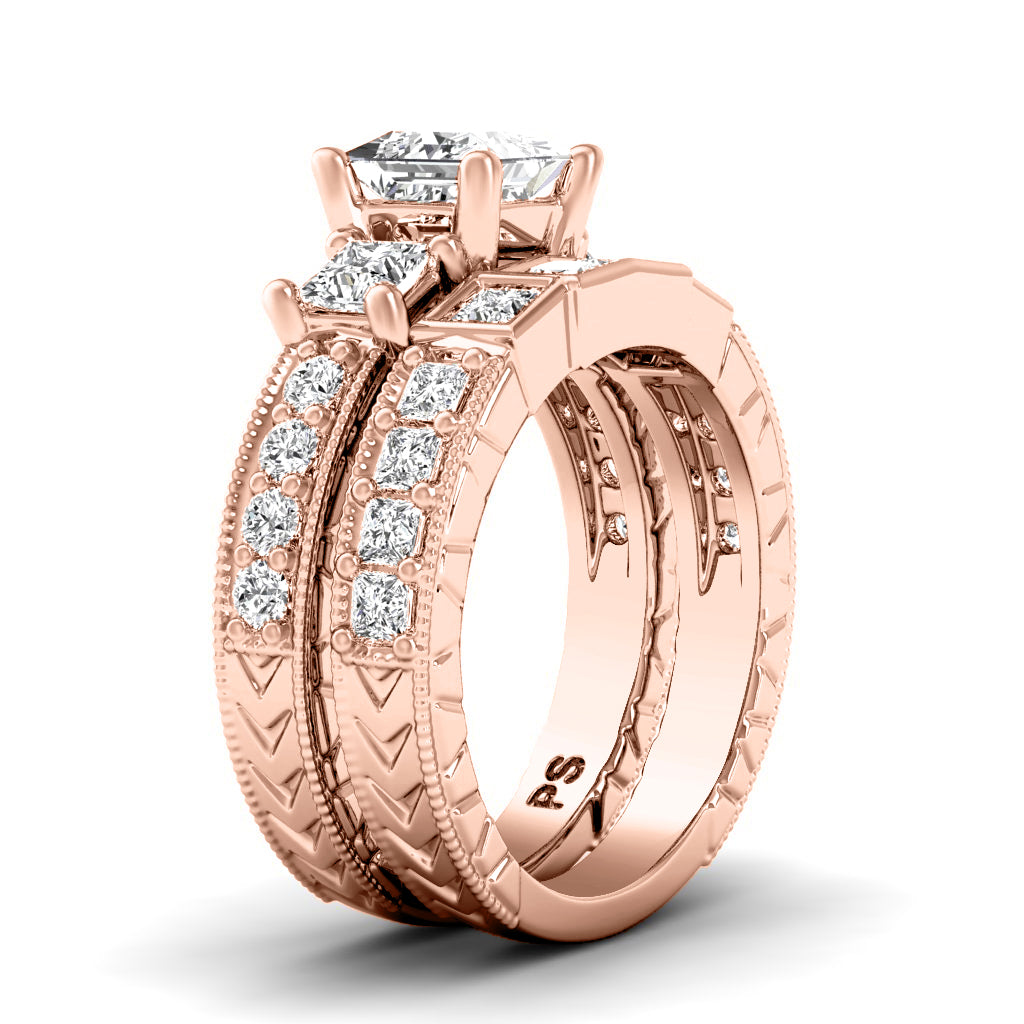 1.85-3.00 CT Princess & Round Cut Diamonds - Bridal Set