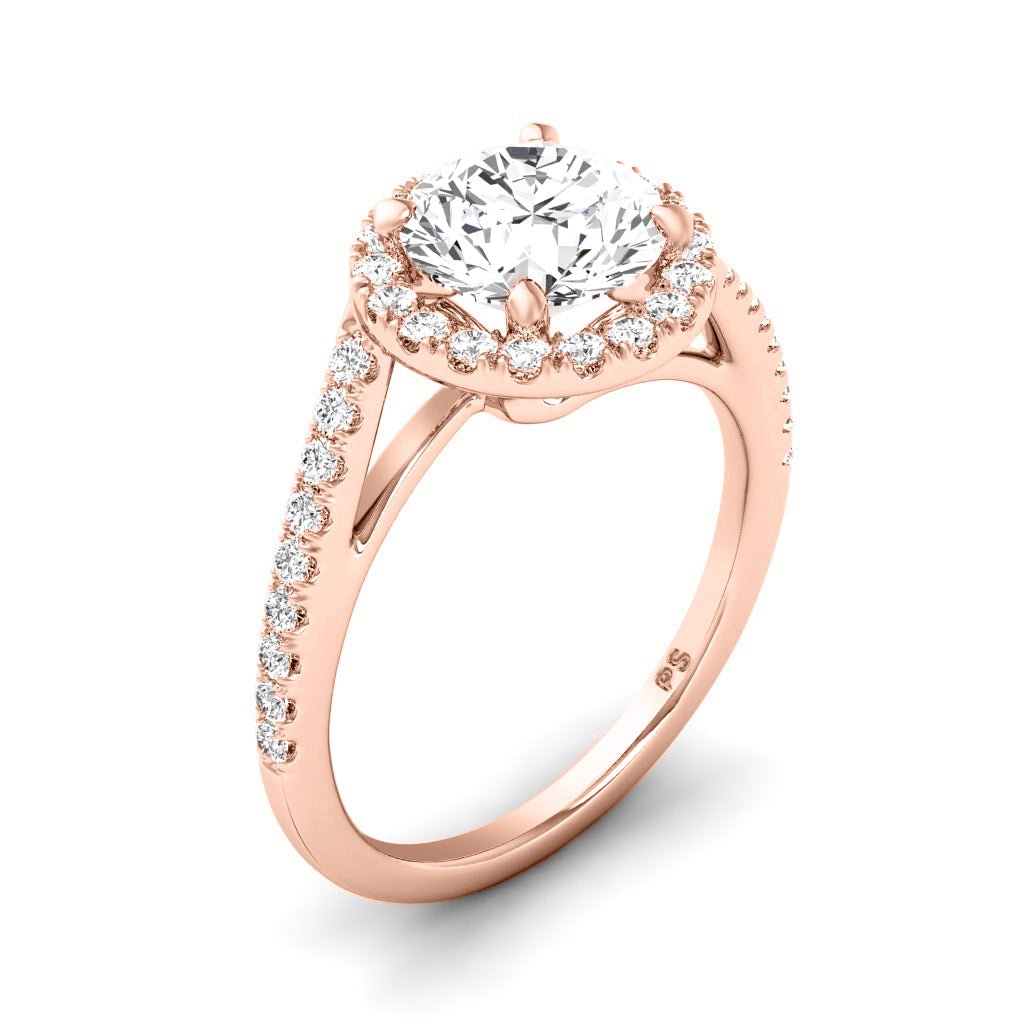 0.85-3.35 CT Round Cut Lab Grown Diamonds - Halo Ring