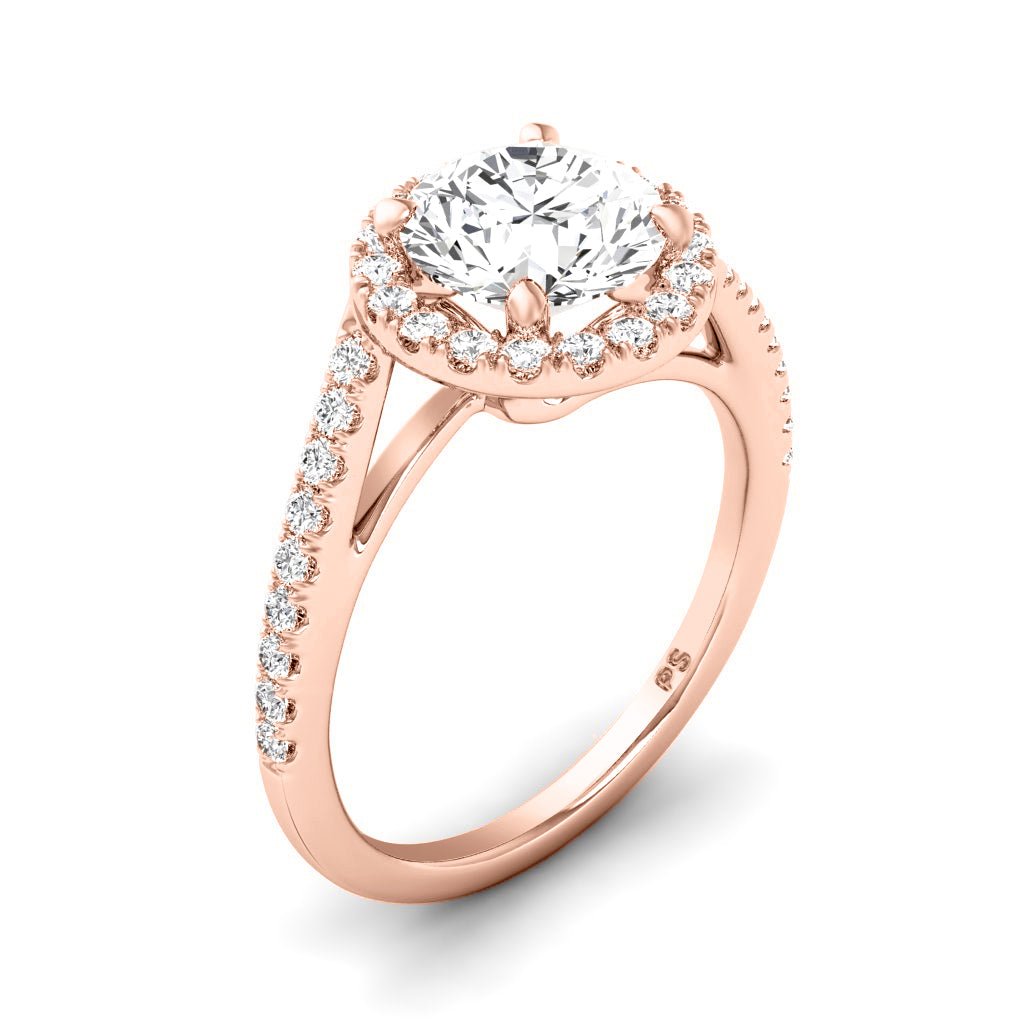 0.85 - 3.35 CT Round Cut Lab Grown Diamonds - Halo Ring - Primestyle.com
