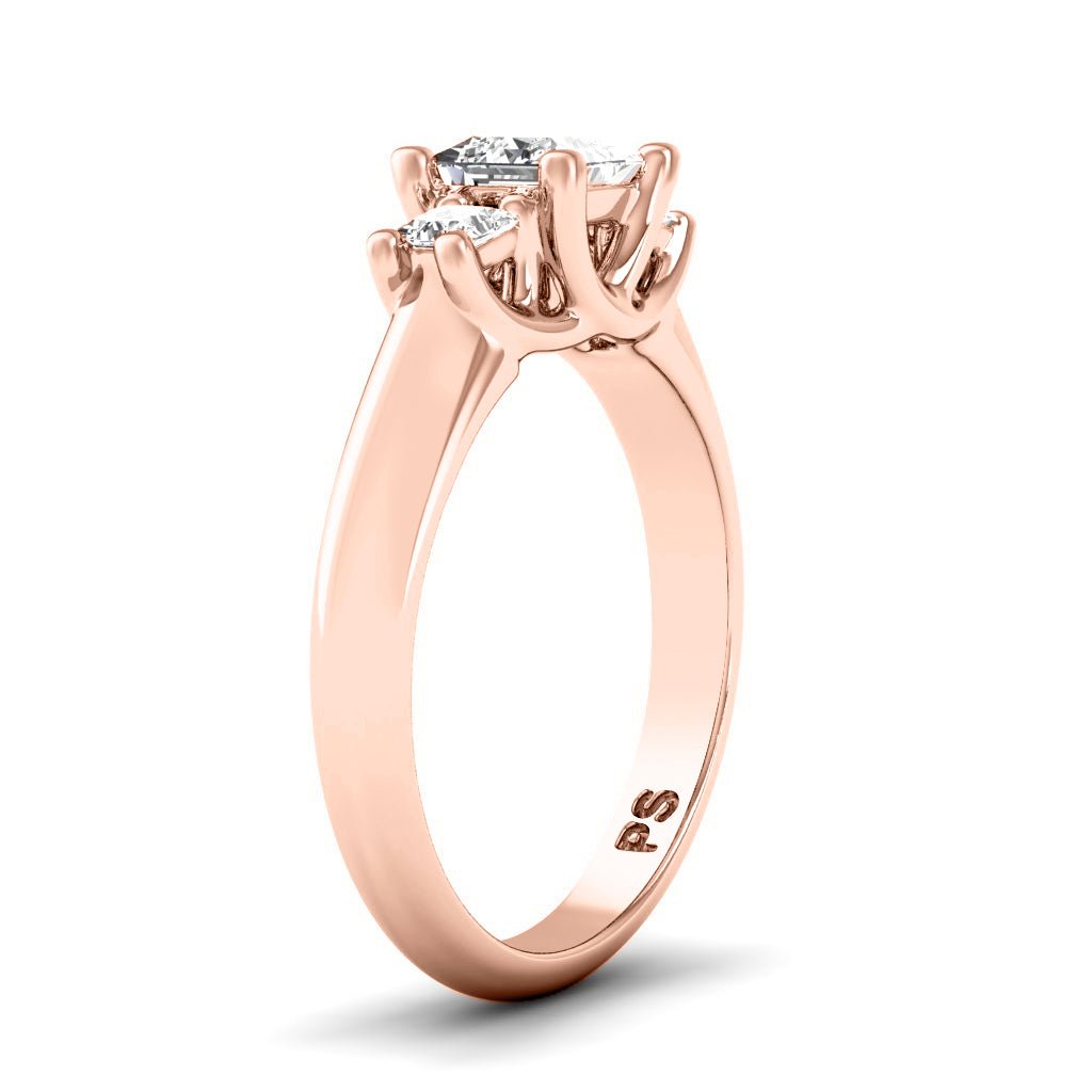 0.75-0.95 CT Princess Cut Natural Diamonds - Three Stone Rings