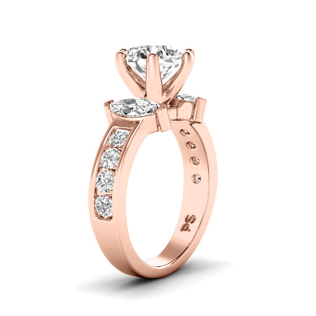 1.35-6.85 CT Marquise & Round Cut Lab Grown Diamonds - Engagement Ring