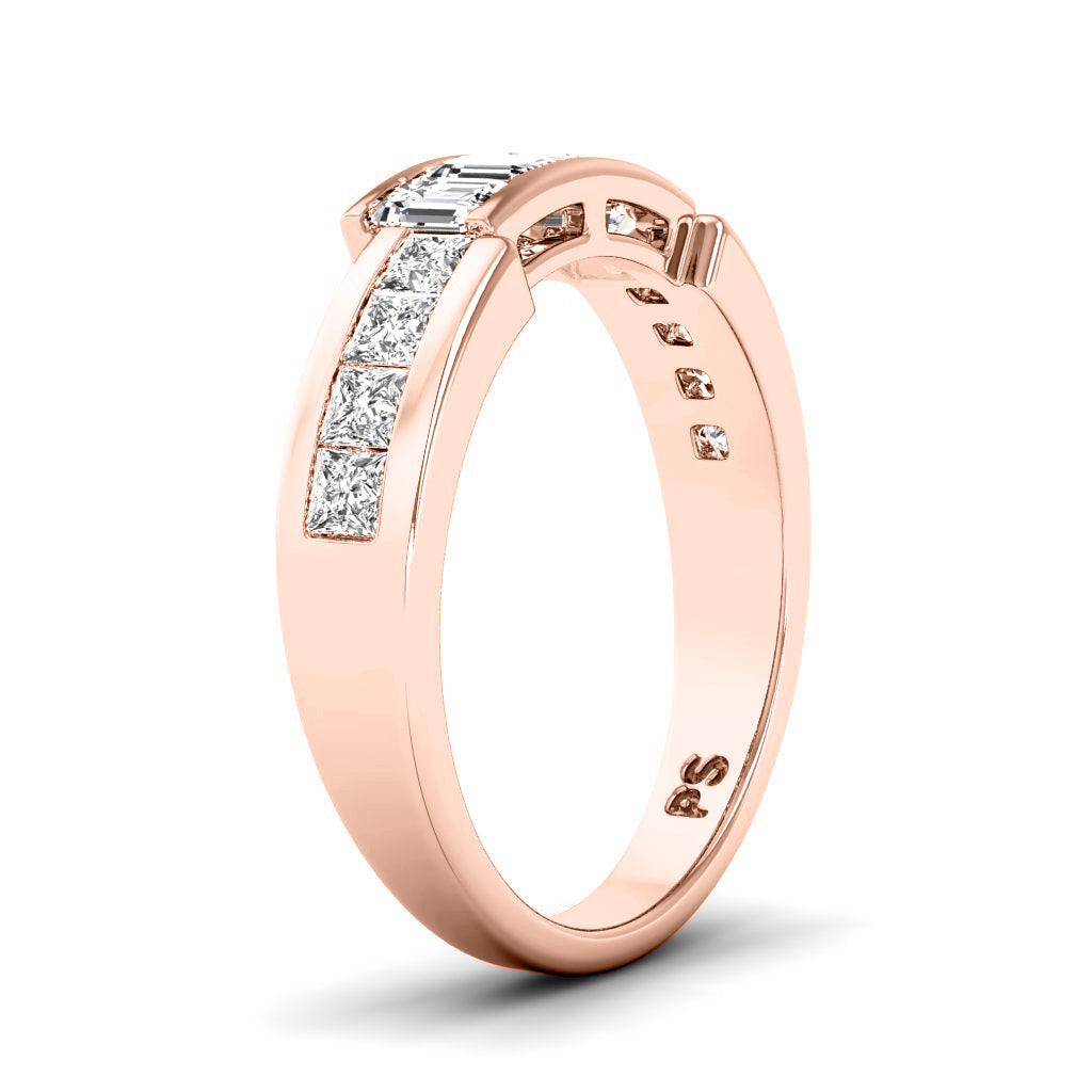 1.40 CT Emerald & Princess Cut Natural Diamonds - Wedding Band