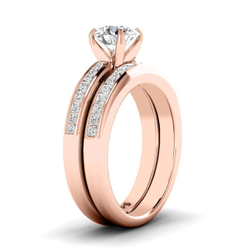 1.20 - 2.35 CT Princess & Round Cut Natural Diamonds - Bridal Set - Primestyle.com