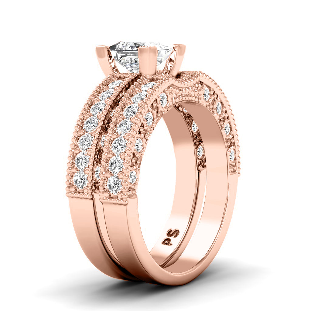 1.60-4.10 CT Round & Princess Cut Lab Grown Diamonds - Bridal Set