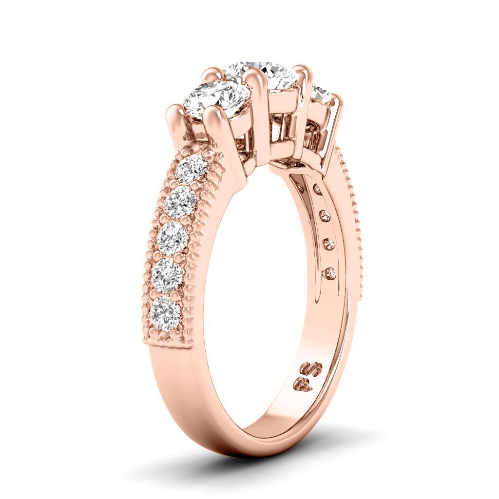 1.30 CT Round Cut Natural Diamonds - Three Stone Rings