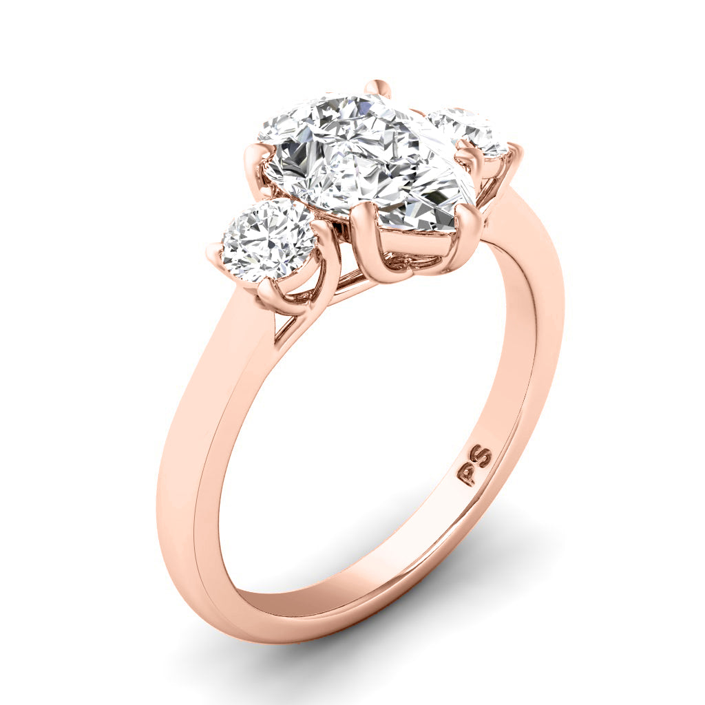 0.95-3.45 CT Round & Pear Cut Lab Grown Diamonds - Three Stone Ring
