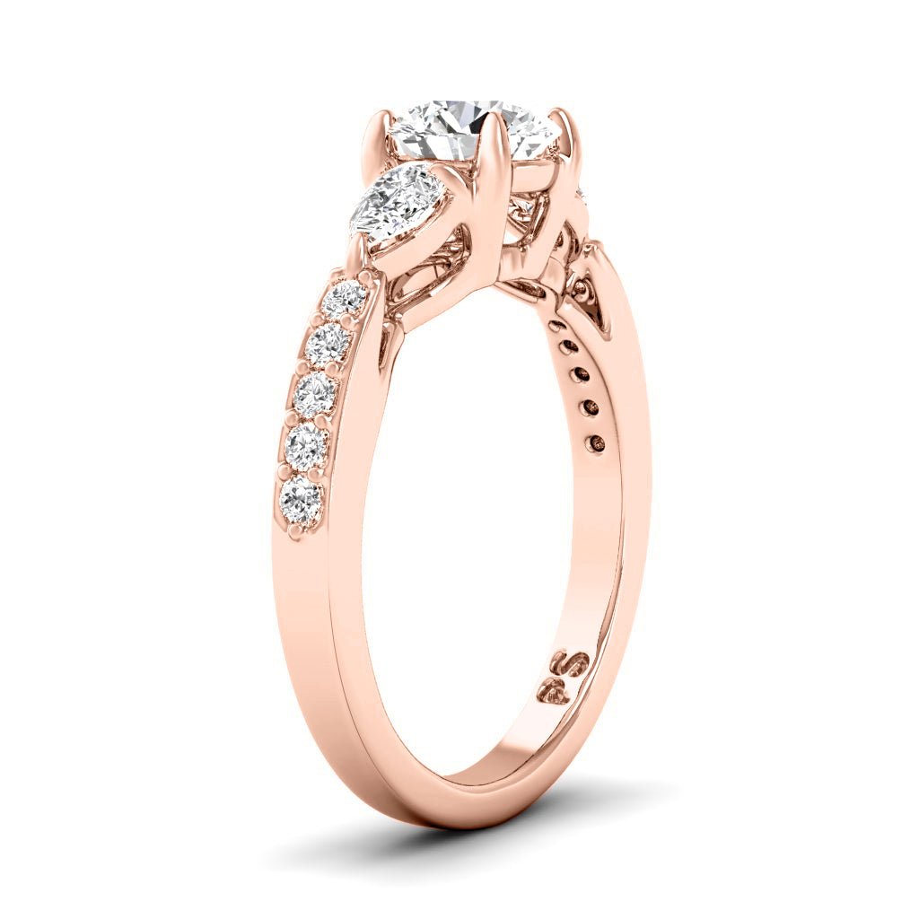 0.85 - 2.00 CT Pear & Round Cut Natural Diamonds - Engagement Ring - Primestyle.com