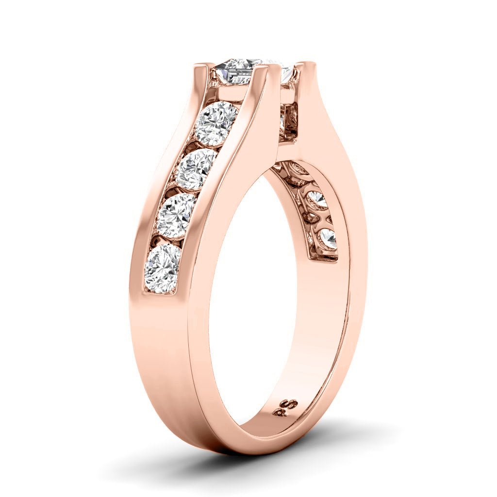 1.15-2.30 CT Princess & Round Cut Natural Diamonds - Engagement Ring