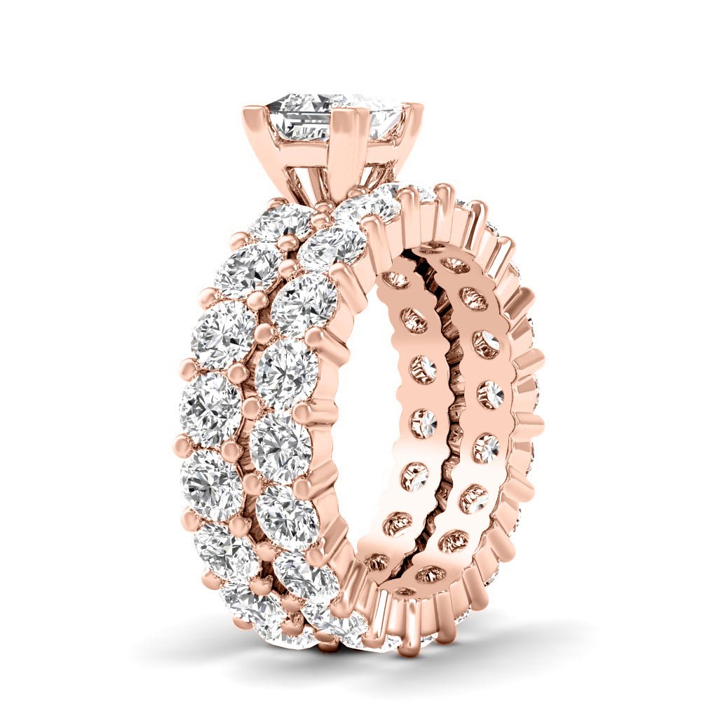 5.65 - 6.80 CT Princess & Round Cut Natural Diamonds - Bridal Set - Primestyle.com