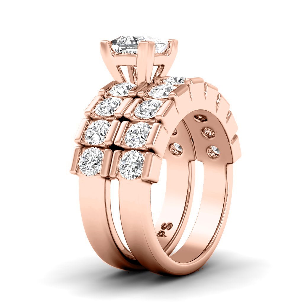 2.75 - 8.25 CT Princess & Round Cut Diamonds - Bridal Set - Primestyle.com