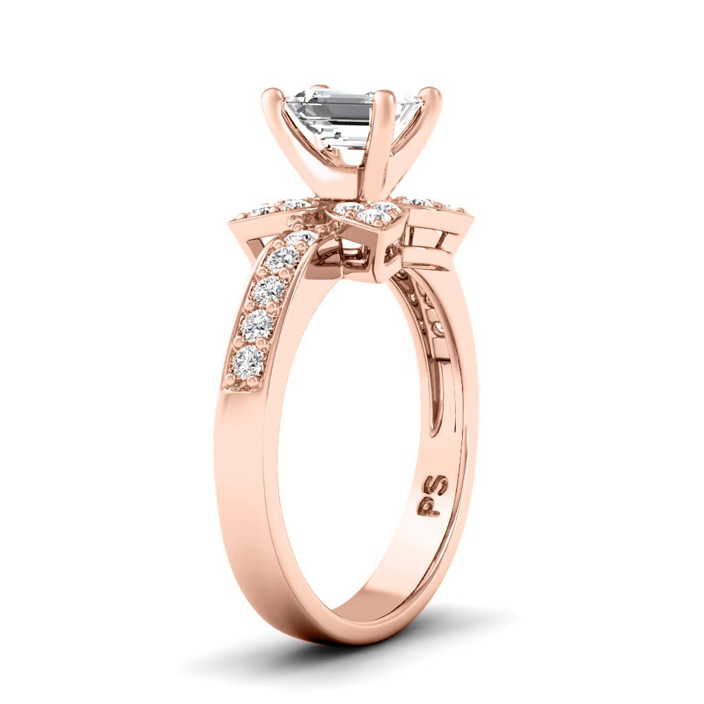 0.75 - 1.90 CT Emerald & Round Cut Natural Diamonds - Engagement Ring - Primestyle.com