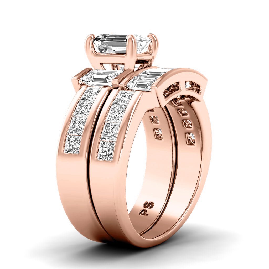 3.05 - 4.20 CT Emerald & Princess Cut Natural Diamonds - Bridal Set - Primestyle.com