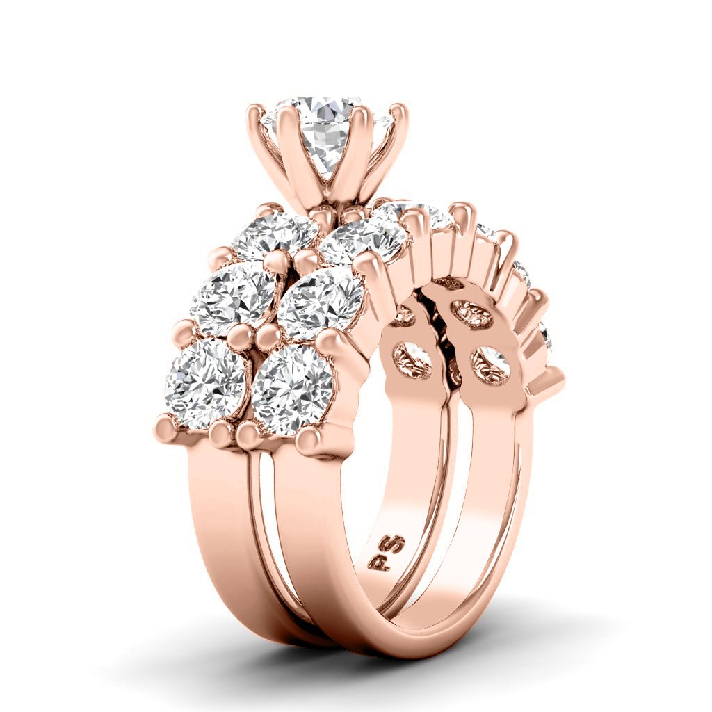 3.95 - 5.10 CT Round Cut Natural Diamonds - Bridal Set - Primestyle.com