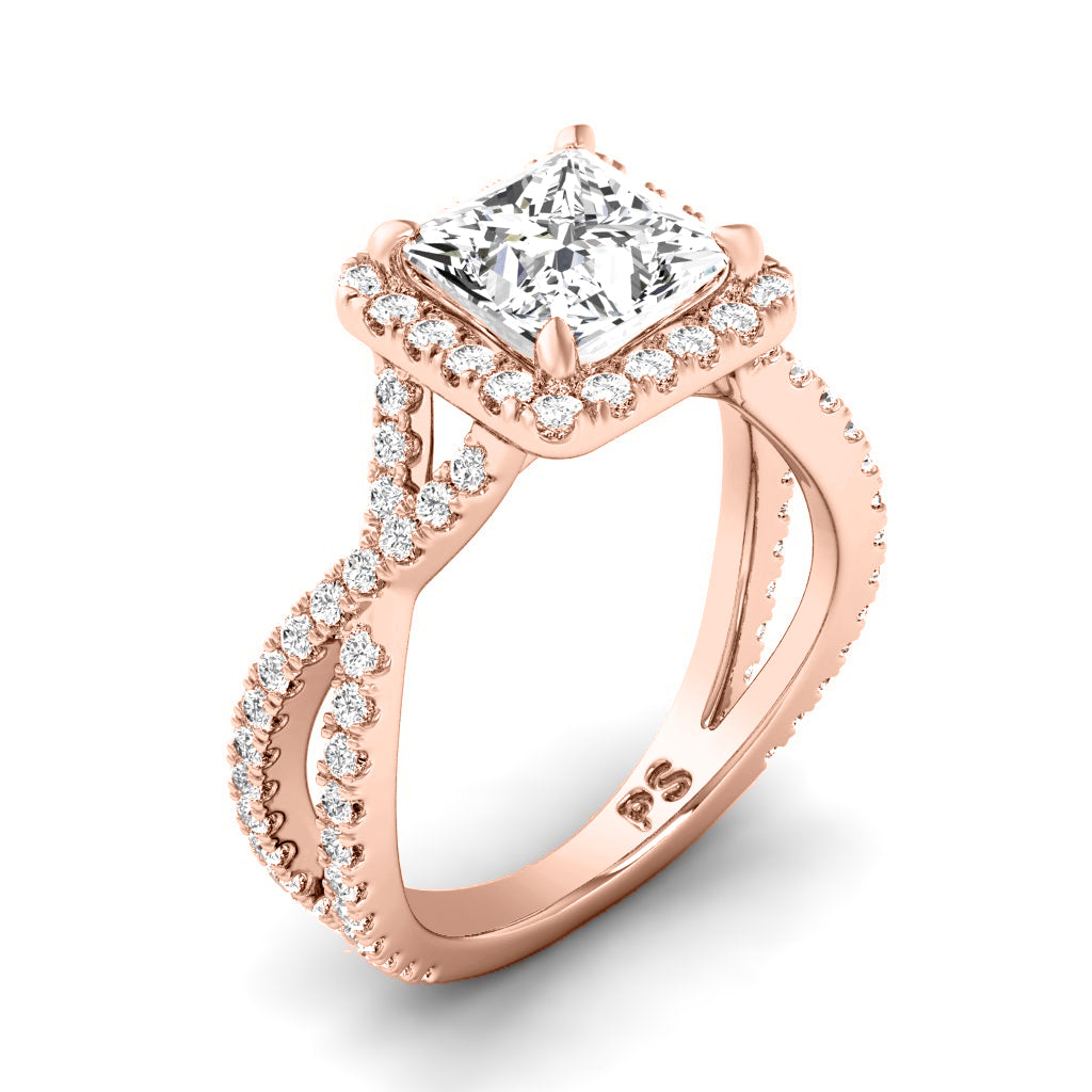 1.10-3.60 CT Round & Princess Cut Lab Grown Diamonds - Halo Ring