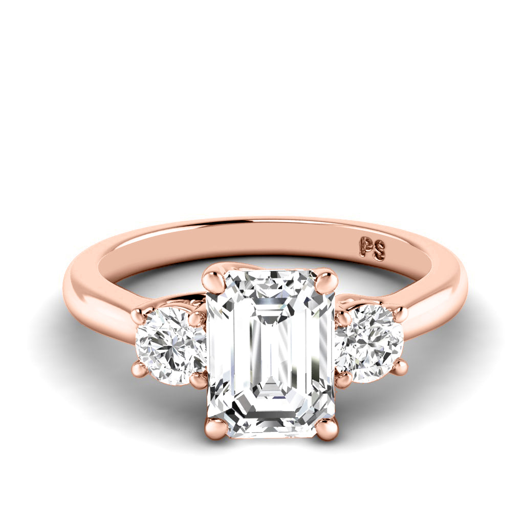 0.95-3.45 CT Round & Emerald Cut Lab Grown Diamonds - Three Stone Ring