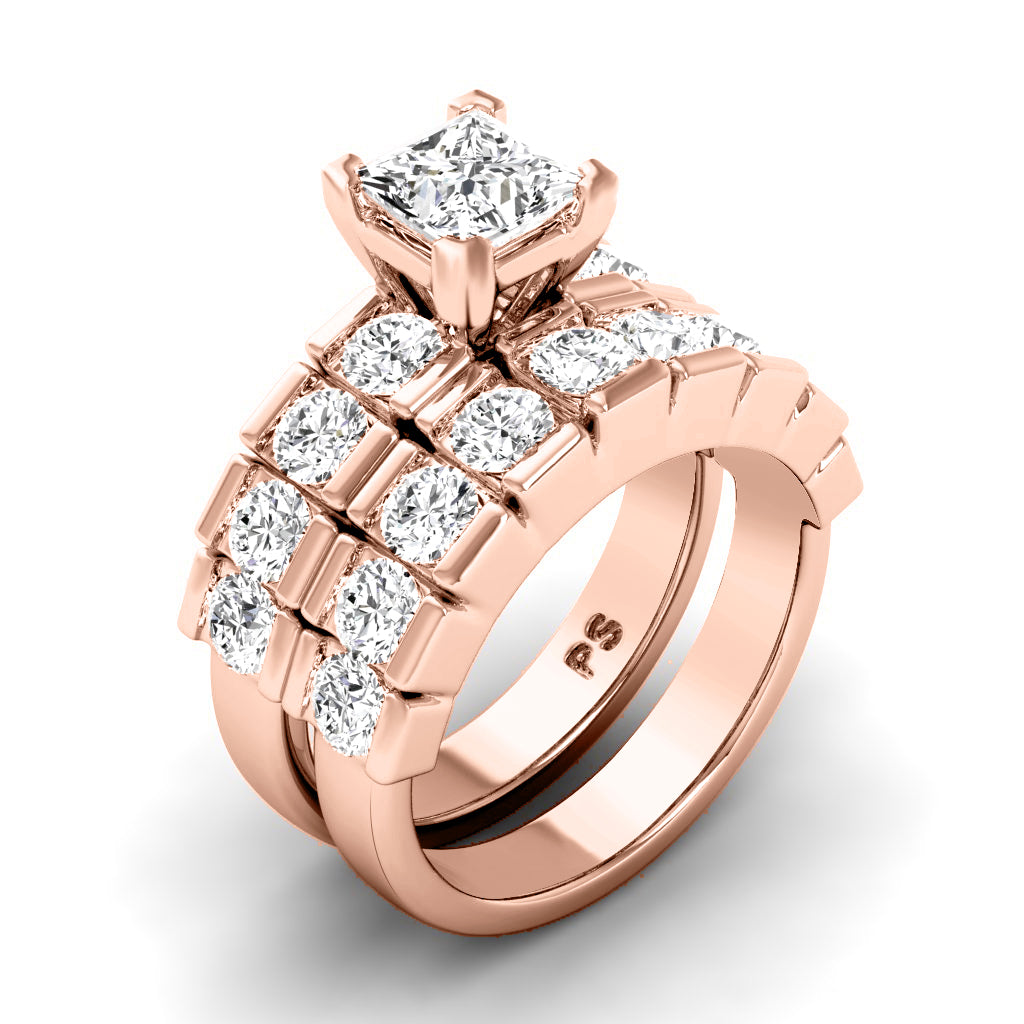 2.60-3.75 CT Round & Princess Cut Diamonds - Bridal Set