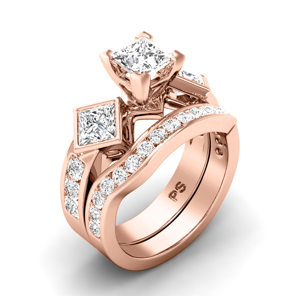 2.15-4.65 CT Round & Princess Cut Lab Grown Diamonds - Bridal Set