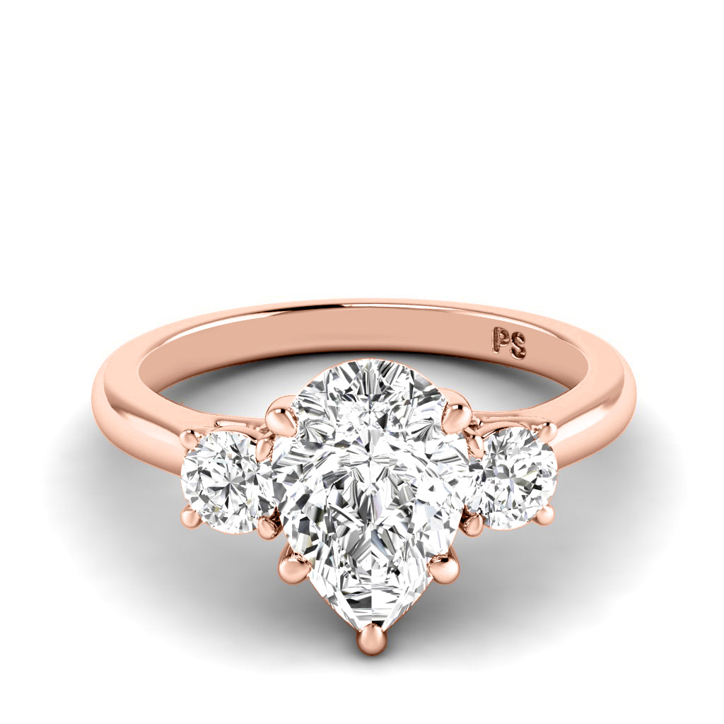 0.95-3.45 CT Round & Pear Cut Lab Grown Diamonds - Three Stone Ring