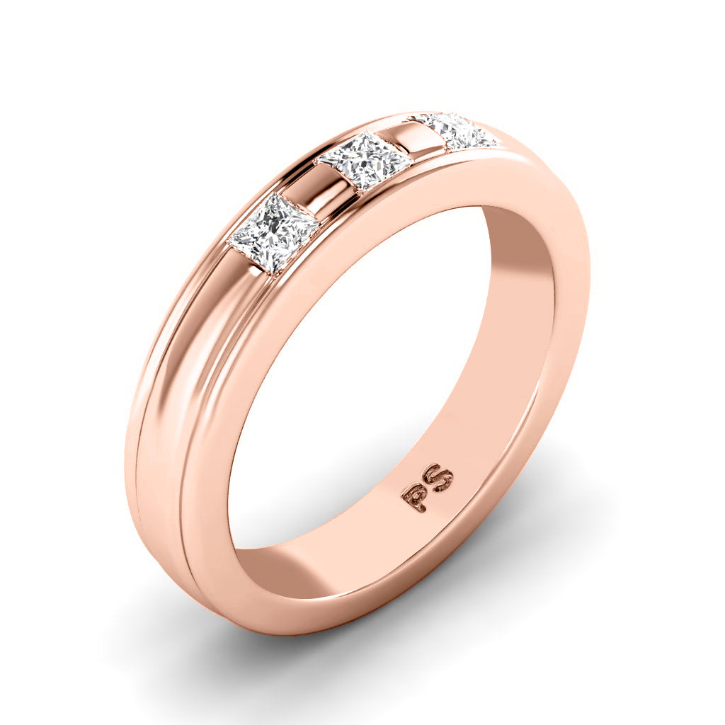 0.40 CT Princess Cut Diamonds - Mens Wedding Band