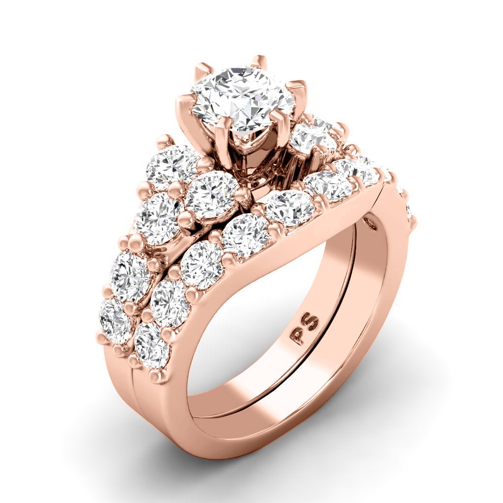 2.90 - 4.05 CT Round Cut Natural Diamonds - Bridal Set - Primestyle.com