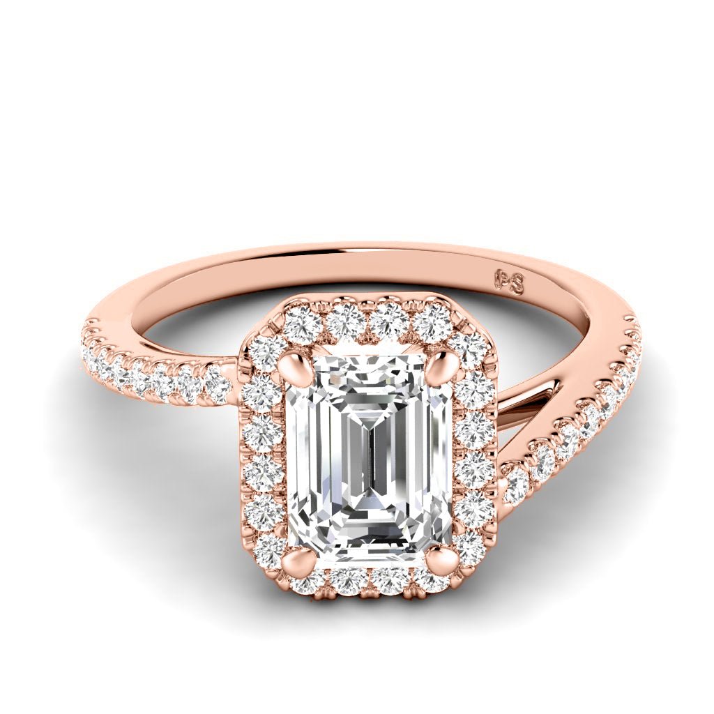 0.85-6.35 CT Emerald & Round Cut Diamonds - Halo Rings