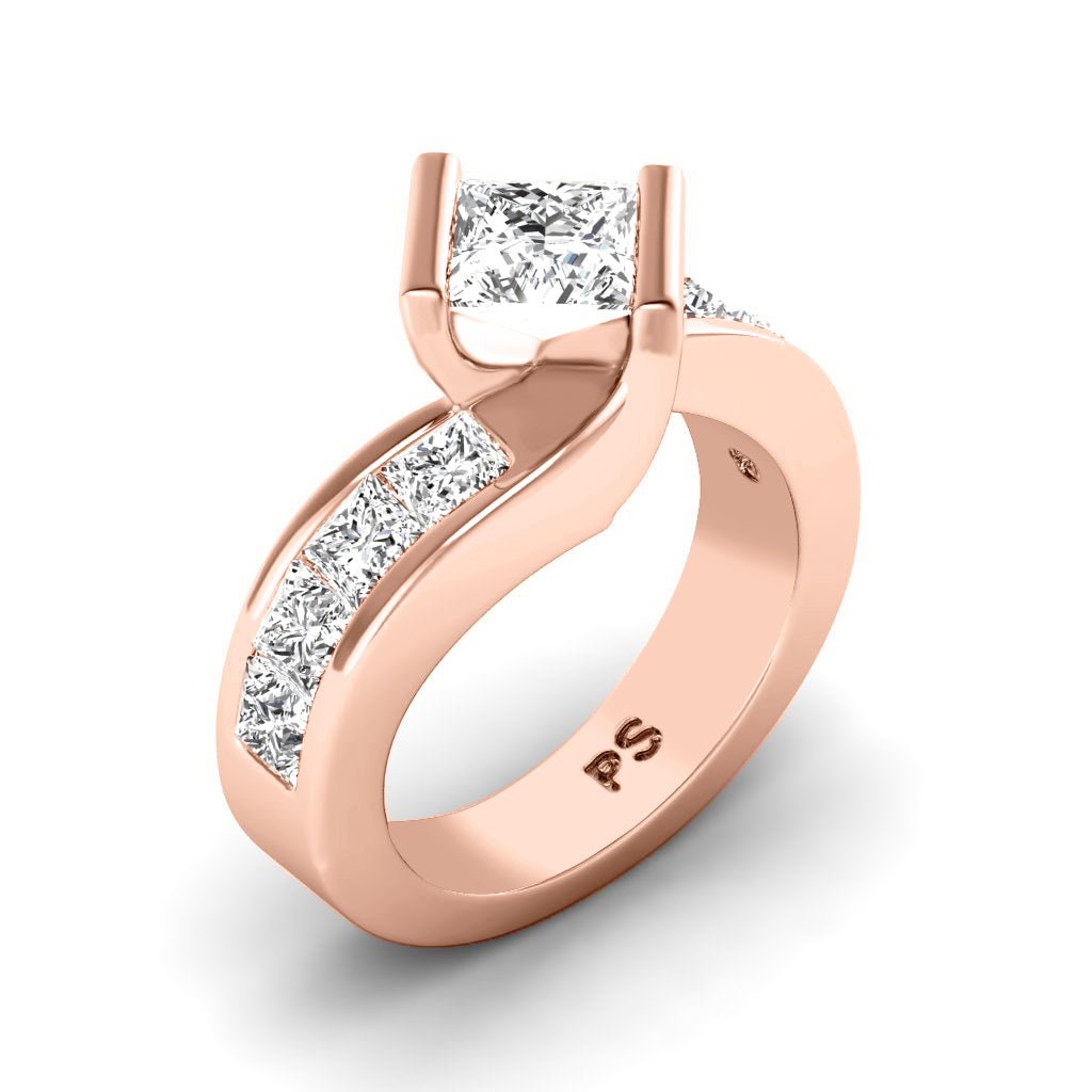 2.30-7.80 CT Princess Cut Lab Grown Diamonds - Engagement Ring
