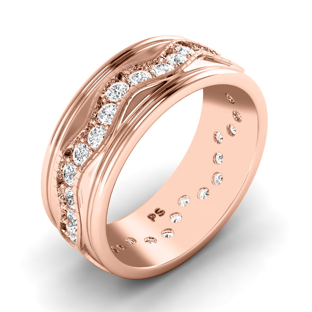1.50 CT Round Cut Diamonds - Mens Wedding Band