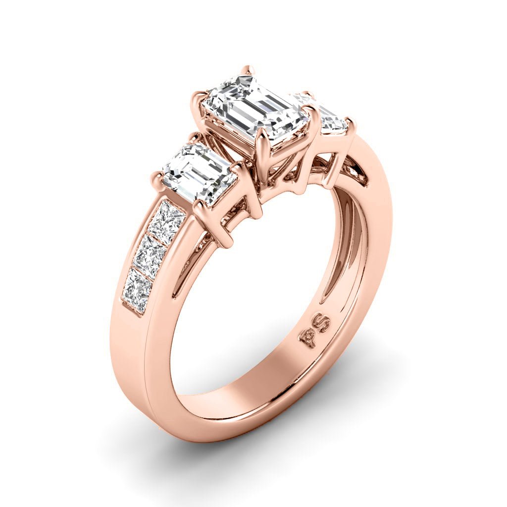 1.55 - 2.70 CT Emerald & Princess Cut Natural Diamonds - Engagement Ring - Primestyle.com