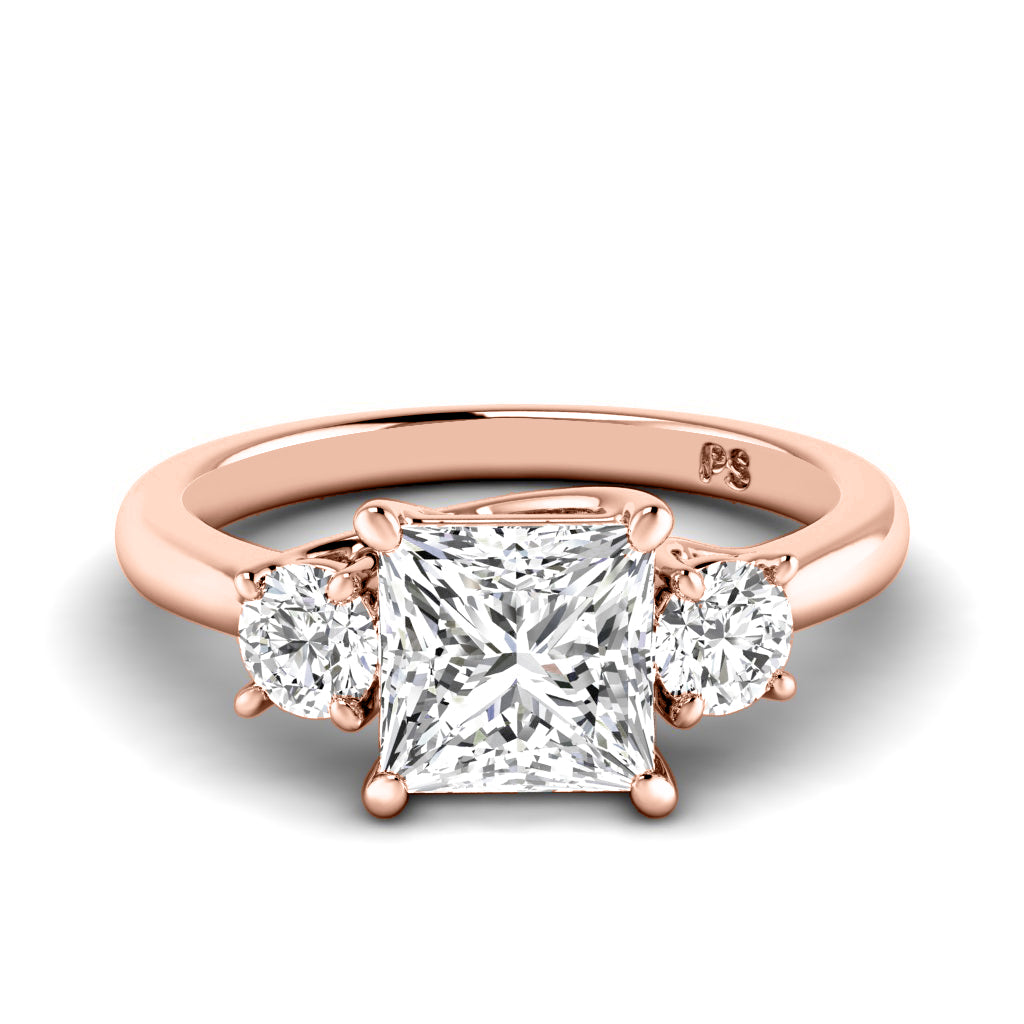 0.95-3.45 CT Round & Princess Cut Lab Grown Diamonds - Three Stone Ring