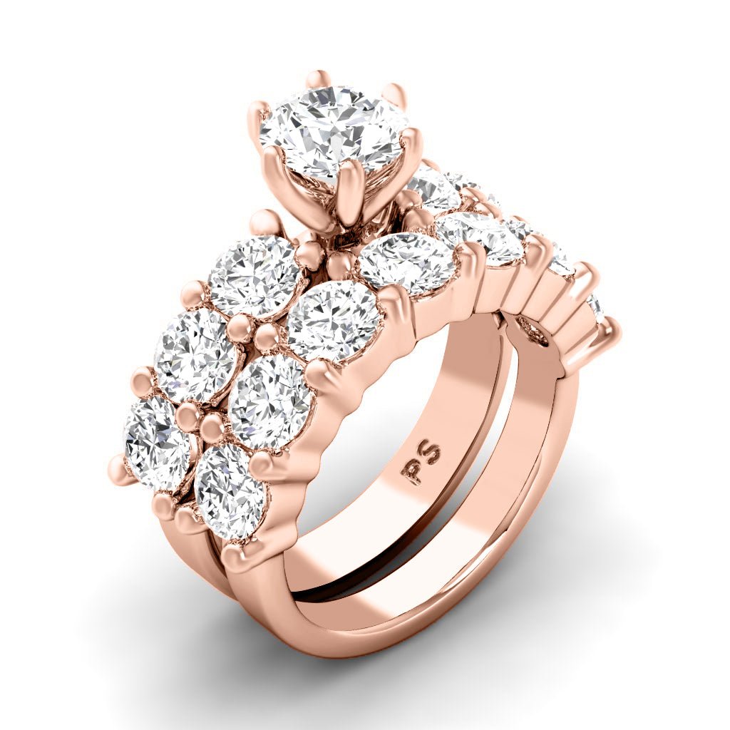 3.95 - 5.10 CT Round Cut Natural Diamonds - Bridal Set - Primestyle.com