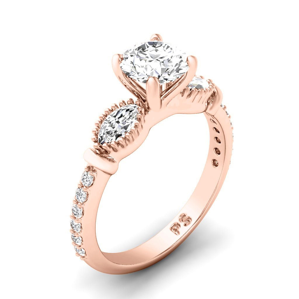 0.95-6.45 CT Marquise & Round Cut Lab Grown Diamonds - Engagement Ring