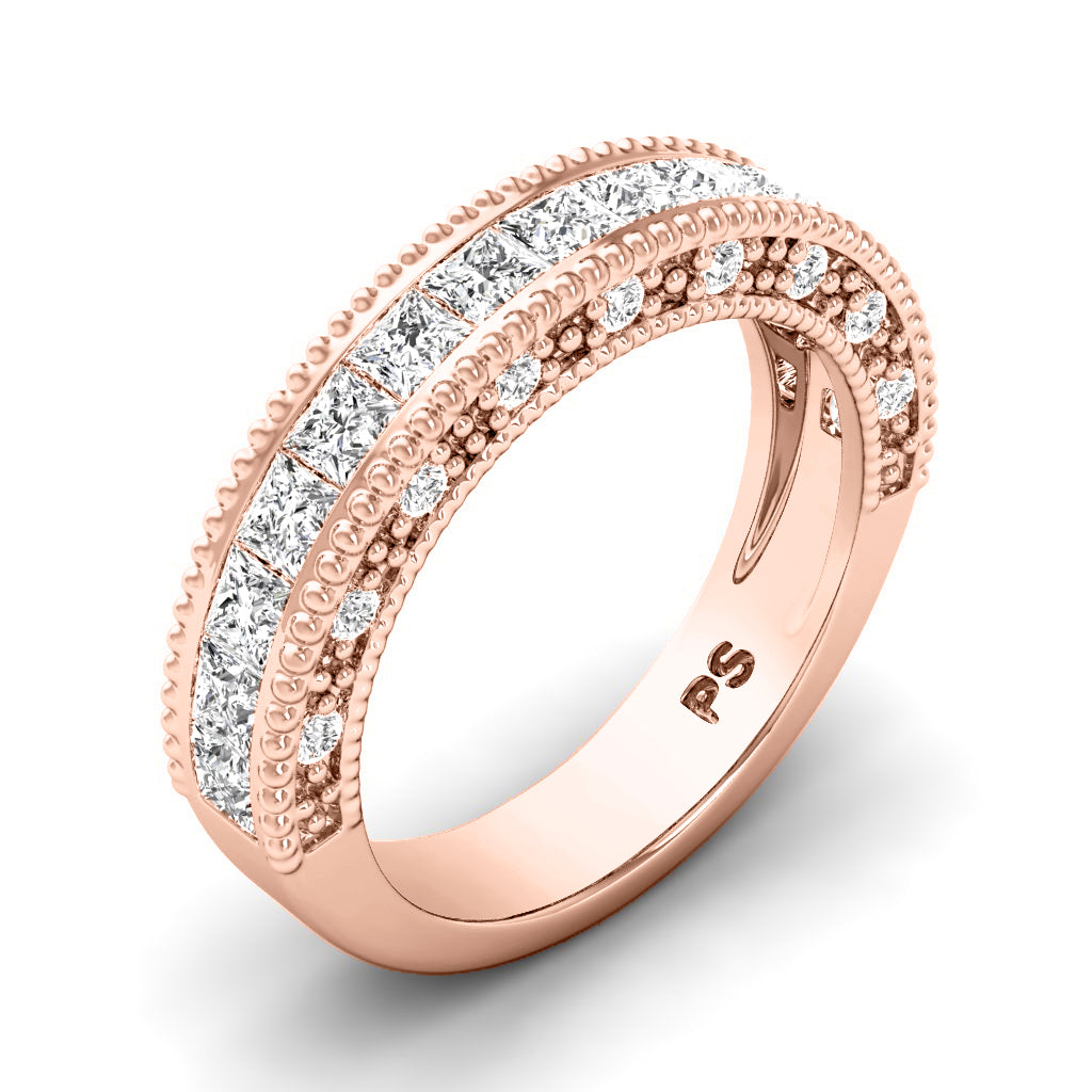 1.50 CT Princess & Round Cut Natural Diamonds - Wedding Band