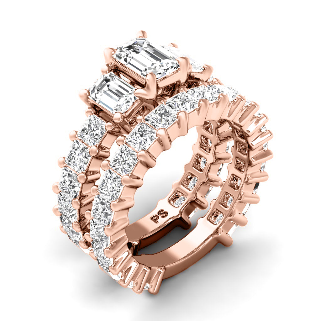 5.05-6.20 CT Emerald & Princess Cut Natural Diamonds - Bridal Set