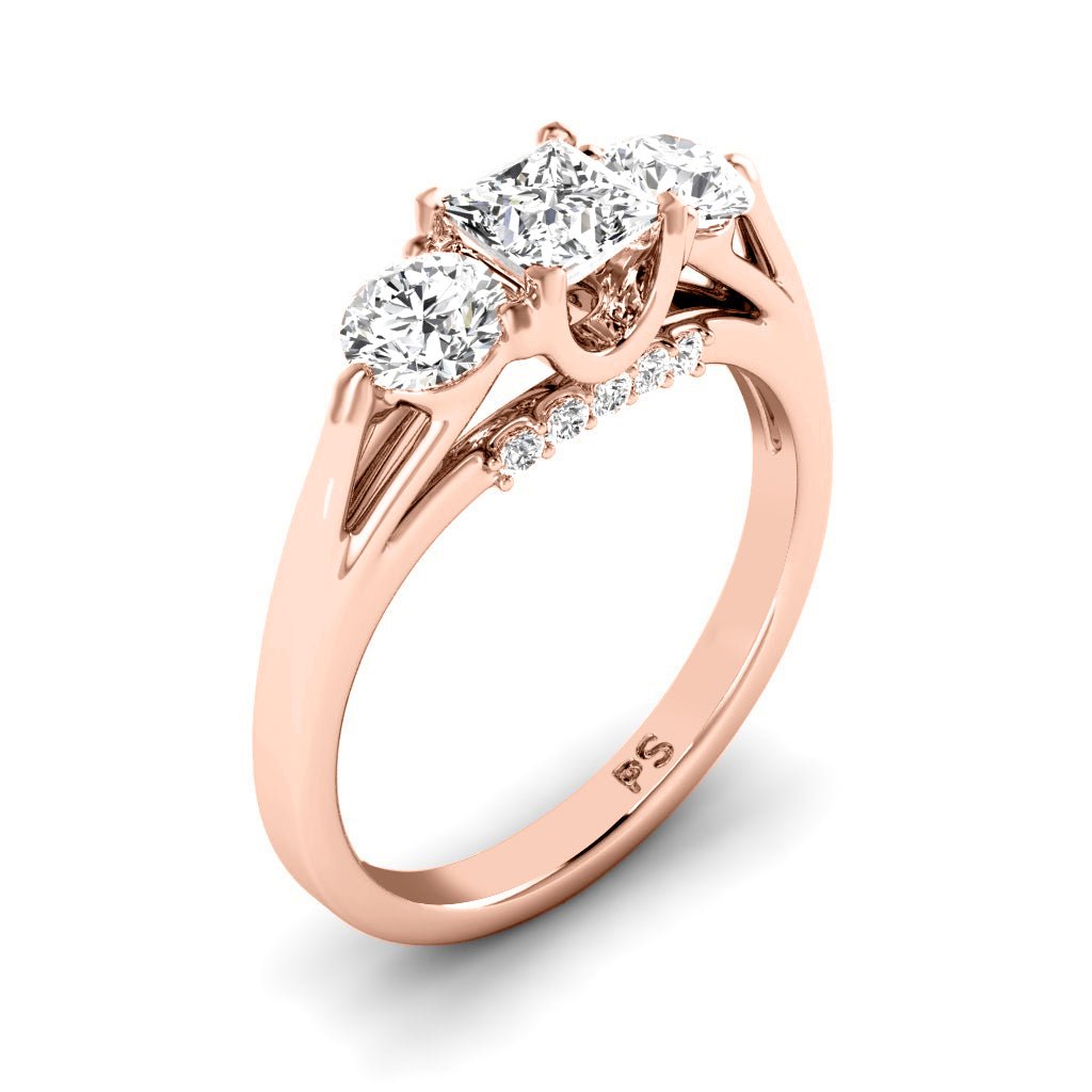 1.05-6.55 CT Princess & Round Cut Lab Grown Diamonds - Engagement Ring