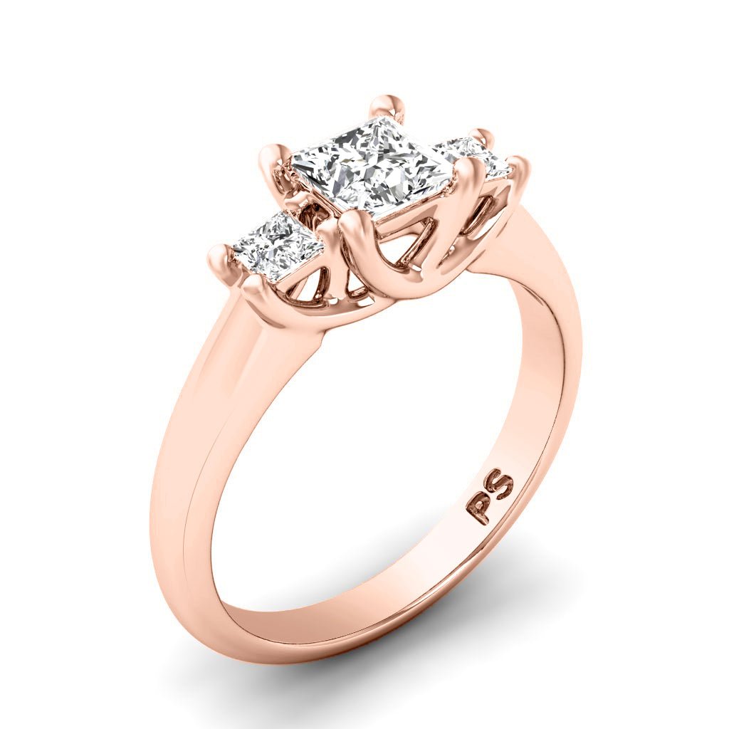 0.75-0.95 CT Princess Cut Natural Diamonds - Three Stone Rings