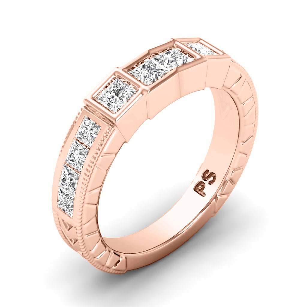0.80 CT Princess Cut Natural Diamonds - Wedding Band - Primestyle.com