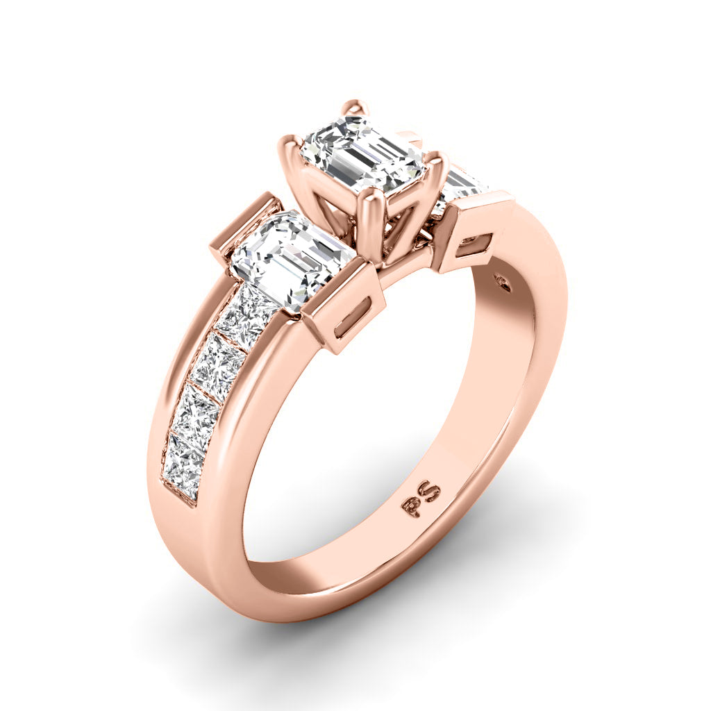 1.65-2.80 CT Emerald & Princess Cut Natural Diamonds - Engagement Ring