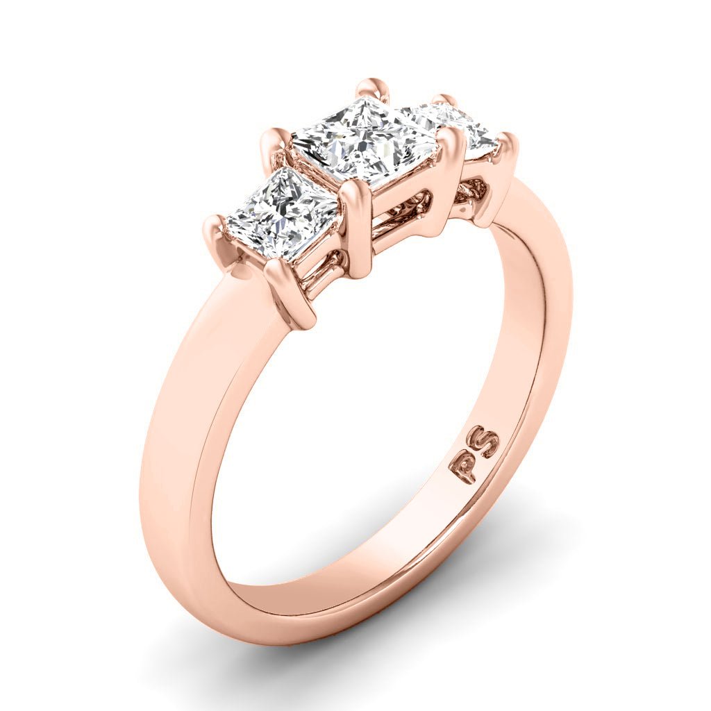0.30 - 0.80 CT Princess Cut Lab Grown Diamonds - Three Stone Ring - Primestyle.com