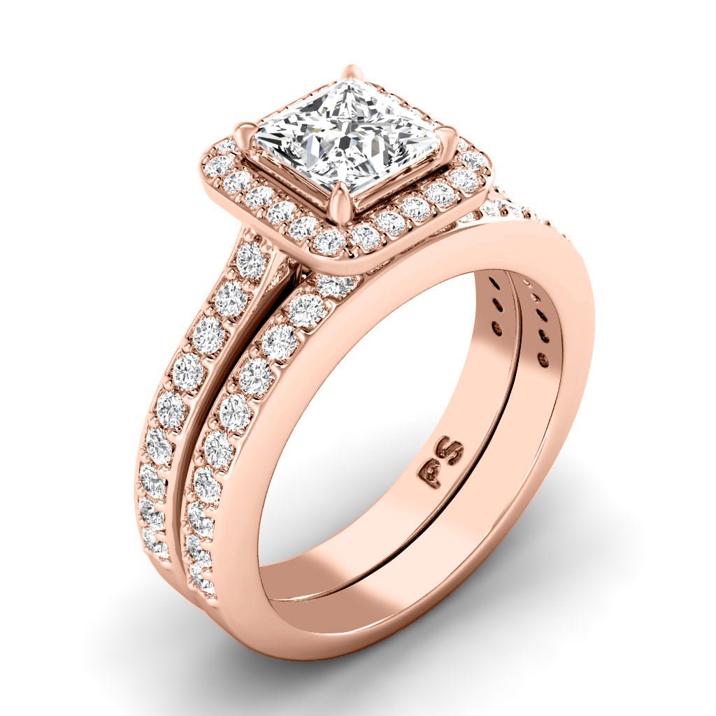 1.05 - 2.20 CT Princess & Round Cut Natural Diamonds - Bridal Set - Primestyle.com