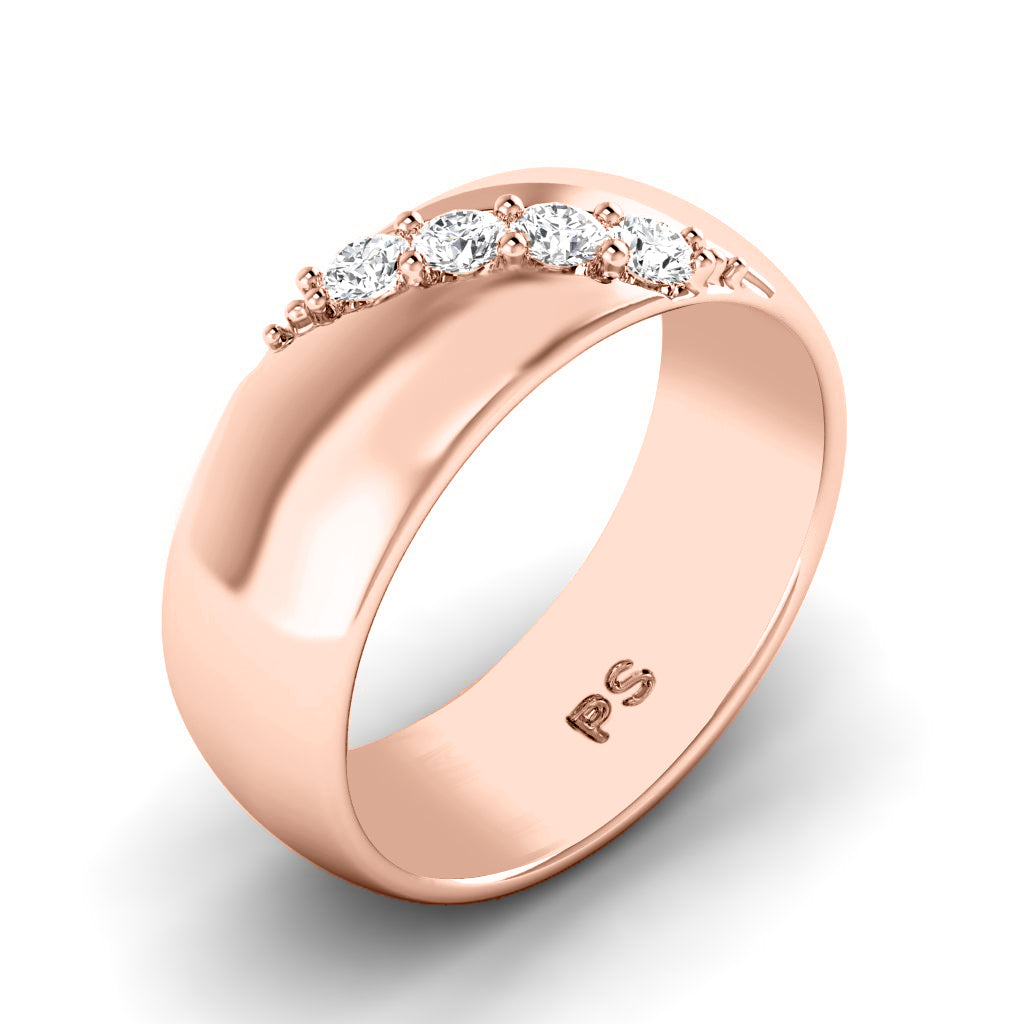 0.30 CT Round Cut Diamonds - Mens Wedding Band