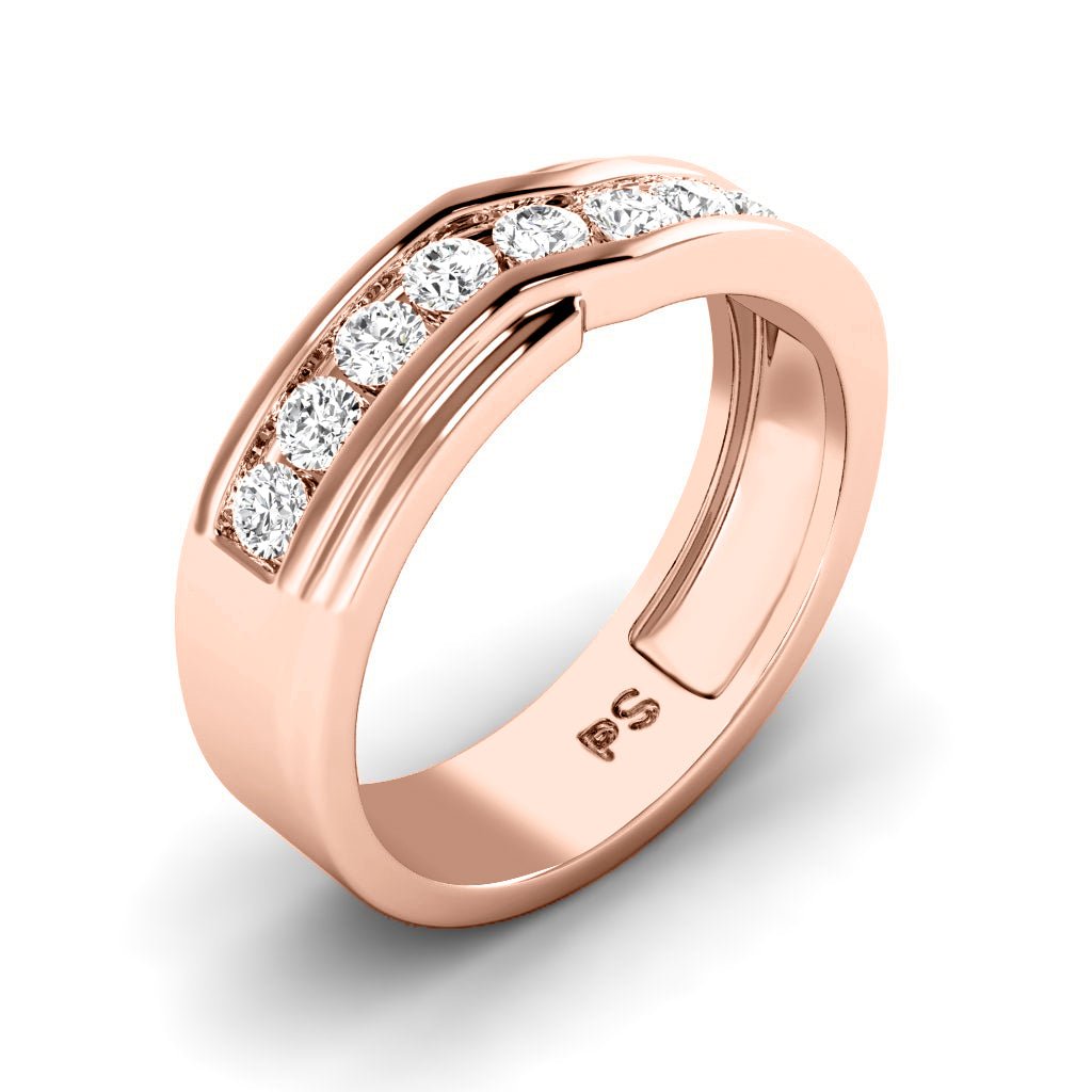 0.65 CT Round Cut Natural Diamonds - Mens Wedding Bands - Primestyle.com