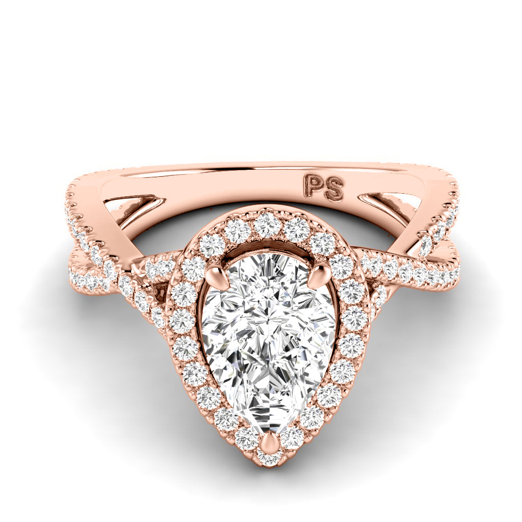1.10-3.60 CT Round & Pear Cut Lab Grown Diamonds - Halo Ring
