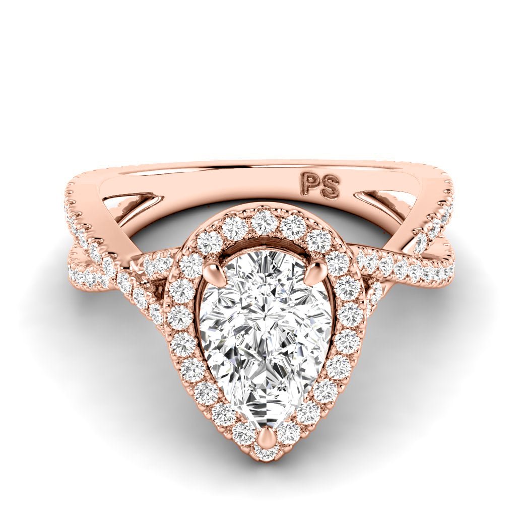 1.10-6.60 CT Pear & Round Cut Diamonds - Halo Rings