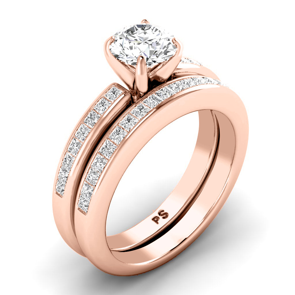 1.20-2.35 CT Princess & Round Cut Natural Diamonds - Bridal Set