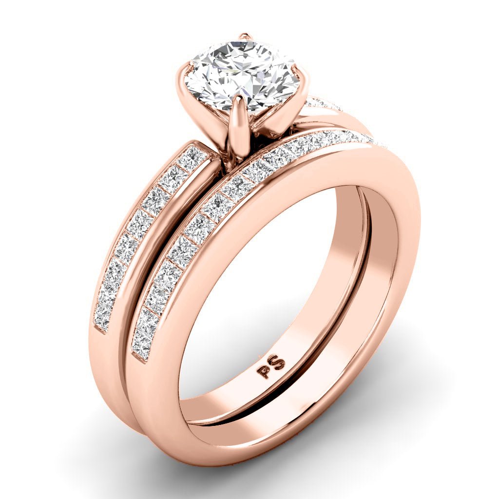 1.20 - 2.35 CT Princess & Round Cut Natural Diamonds - Bridal Set - Primestyle.com