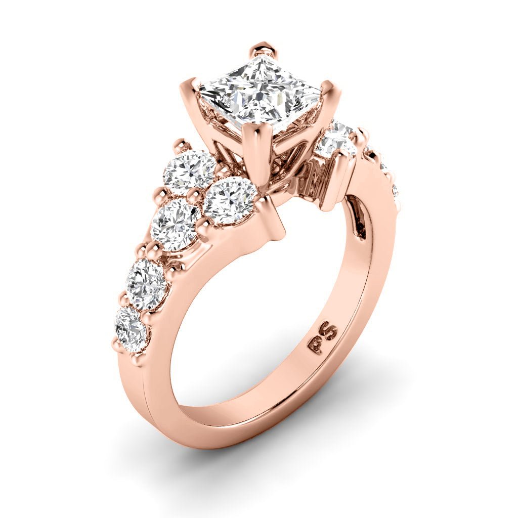 1.90-7.40 CT Princess & Round Cut Lab Grown Diamonds - Engagement Ring