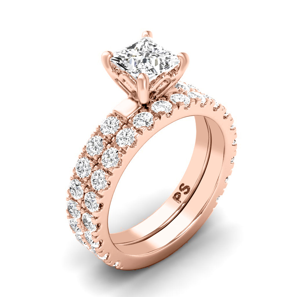 1.75-2.90 CT Princess & Round Cut Natural Diamonds - Bridal Set