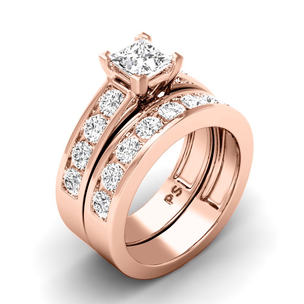 1.95-3.10 CT Princess & Round Cut Natural Diamonds - Bridal Set