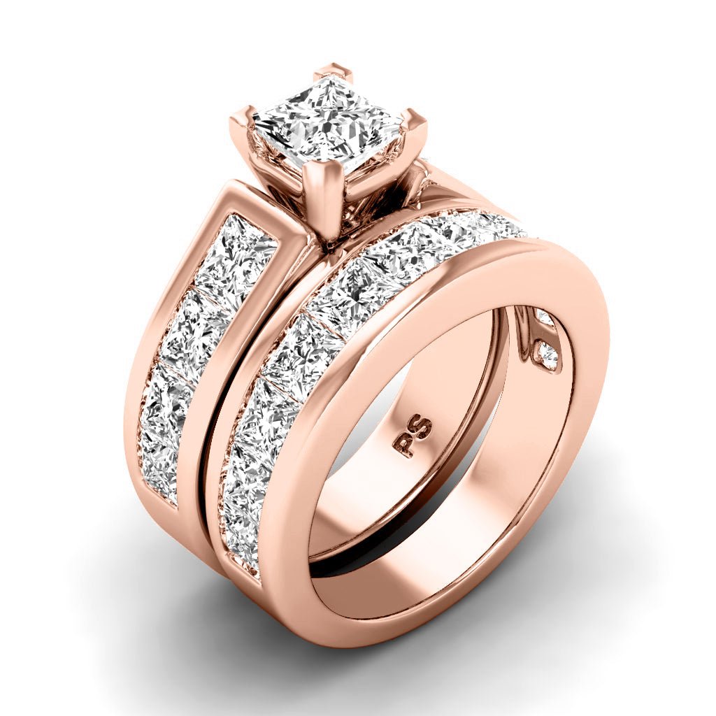 5.25-6.40 CT Princess Cut Natural Diamonds - Bridal Set