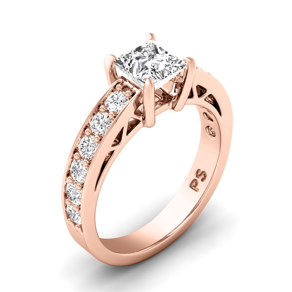 0.85 - 2.00 CT Princess & Round Cut Natural Diamonds - Engagement Ring - Primestyle.com